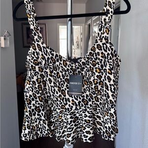 Forever 21 Plus Size Leopard Print Peplum Tank Top